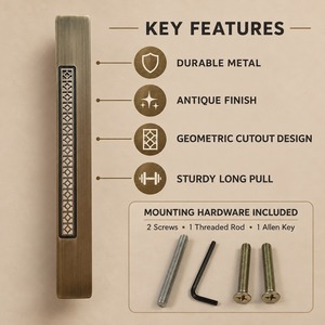 12 Inch Metal Door Pull Handle with Geometric Design Decorative Long Handle for Wooden Doors Gates Cabinets - Product Image 5