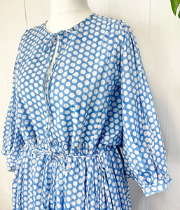 Pur coton Maxi robe indien bloc imprimé Boho coloré terreux Style élégant respirant confortable vêtements de jour taille naturelle - Product Image 2