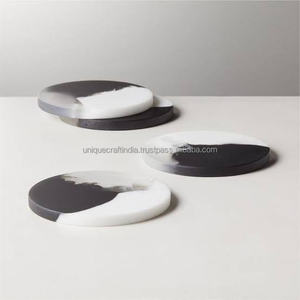 Handcrafted Natural Wood and <b>Epoxy</b> Resin Coasters Set with Unique Artistic Patterns for Luxury Home and Office <b>Table</b> Decor - Product Image 2