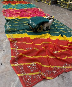 Trending Green Digital Printed Saree With Embroidery Women's Traditional Party Wear Regular Fit India Pakistan Style - Product Image 5