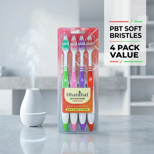 Brosse à dents manuelle à poils doux Dhanthal PBT, lot de 4, colorée, pour adultes, soins bucco-dentaires, usage domestique, manche en plastique, vente en gros - Product Image 4