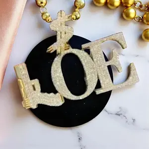 Pendentif personnalisé en or blanc 14 carats plaqué or avec lettre, serti d'un moissanite véritable rond de 2,50 carats, cadeau hip-hop pour femme - Product Image 2