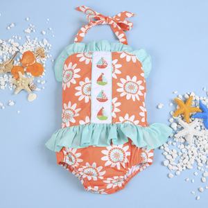 Bikini de algodón bordado colorido Ropa de playa para niñas Traje de baño para niños-Ropa deportiva de tela BB1800 - Product Image 1