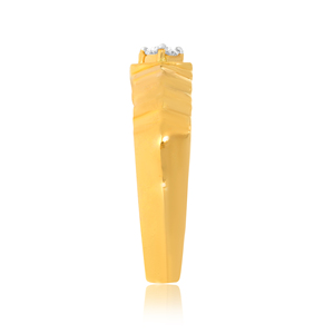 Anillo Solitario Clásico para Hombre, Chapado en Oro Amarillo de 18K, con Circonita Cúbica de Corte Brillante Redondo, Anillo de Boda de Diseño - Product Image 3
