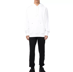 Sweat-shirt en molleton blanc à capuche pour homme, coupe ample, couleur unie, décontracté, manches longues, pour l'automne - Product Image 1