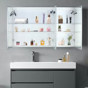 Mobile da Bagno a Parete Bianco a 3 Ante con Specchio LED - Product Image 5