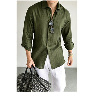 Chemises pour hommes 100% lin, haute qualité, polyvalentes, à manches longues, décontractées pour l'été, respirantes et anti-rides, taille XL - Product Image 2