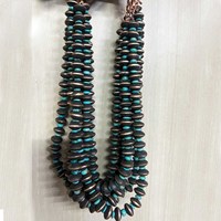 Collier unisexe en cuivre style sud-ouest américain, avec perles Navajo, disques et turquoise, 18-20 pouces, bijoux Navajo américains