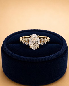 Bague de fiançailles IGI 2.0ct en diamant de laboratoire taille ovale, or massif 14K, motif floral, bijou de mariage vintage et élégant - Product Image 2