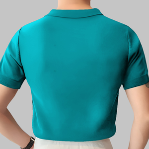 Vente en gros usine – Chemise homme à manches courtes en polyester/coton tricoté anti-boulochage, couleur unie, pour le bureau, 200g, personnalisable - Product Image 3