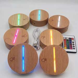 RGB Wood LED Light Base for Acrylic Sheet, USB Powered Wooden Night Lamp Display Stand with Remote & <b>Touch</b> <b>Switch</b> - Product Image 6