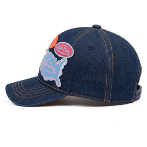 Casquette de baseball vintage en jean avec logo personnalisé, appliqué brodé, motif rétro multi-usage, effet délavé, style cowboy, pour adultes - Product Image 3