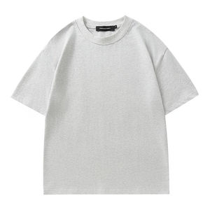 T-shirt en coton uni à col rond et manches courtes pour homme, coupe ample, style décontracté et formel, motif tricoté en jersey - Product Image 4