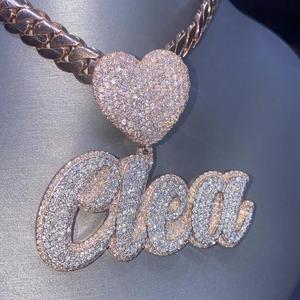 Colgante Personalizado con Nombre en Letra de Plata de Ley 925 con Diamante Moissanita para Hombre, Estilo Hip Hop, Colgantes y Dijes - Product Image 3