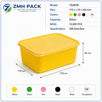 Conteneur carré jetable en PP de qualité alimentaire ZMH 34oz 0,5mm, impression UV personnalisable, couvercle pour plats à emporter, restauration rapide, en vrac, micro-ondes, congélateur