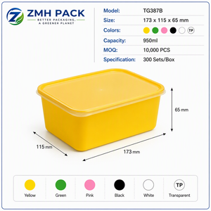 <span class=keywords><strong>ZMH</strong></span> 34oz 0,5mm Einweg-PP-Lebensmittelbehälter Quadratisch UV-Druck Anpassbar Mitdeckel für Takeaway Fast Food Großpackung Mikrowellen- und Gefriergeeignet - Product Image 2