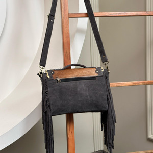 Western Patterned Cowhide <b>Fur</b> Leather Handbag Fringe Western Style Hot Sale Bag Adjustable Strap for Women's - Product Image 5