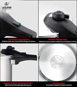 Olla a Presión Premium de 8L de Acero Inoxidable 18/10 con Sistema de Seguridad Avanzado, Tapa de Vidrio y Cesta para Vapor - Product Image 6