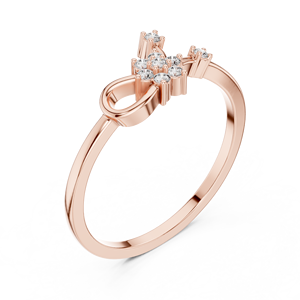Anillo de Diamantes Color Oro Rosa, Corte Ovalado, Joyería Nupcial, Anillo de Boda Apilable, Anillo Abierto con Diamantes Florales en Oro Rosa para Mujer, Estilo Minimalista - Product Image 3