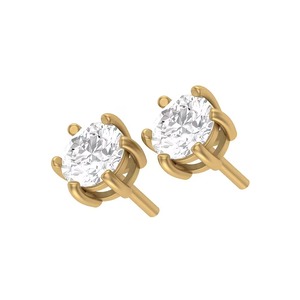 Boucles d'oreilles clous en diamants de laboratoire authentiques de deux carats chacun, 4 carats au total, en or massif 14 carats, taille E-VVS2, sertissage à griffes, bijoux très demandés - Product Image 1