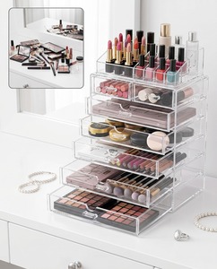Stylish Modern Acrylic Customizable Multi-Compartment <b>Makeup</b> Organizer Cosmetic Storage Box Easy Assembly Corner Shelf for Neat - Product Image 5