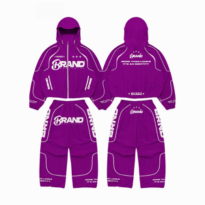 Wholesale Custom Patchwork Nylon Tracksuit Streetwear <b>Reflective</b> Lines Windbreaker Sweatsuit Zip up <b>Jacket</b> and Pants Sets <b>Men</b> - Product Image 5