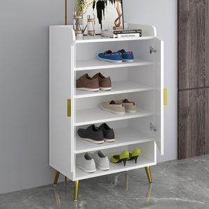 Yellar Nordic 5-Tier bianco scarpiera ingresso ripiano aperto con porte per scarpiere - Product Image 3