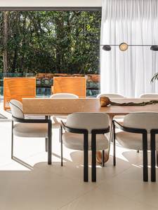 Juego de Comedor Moderno de Madera de Teca Sólida, Sillas Tapizadas de Lujo, Fabricante de Muebles de Indonesia para Villas y Hoteles - Product Image 4