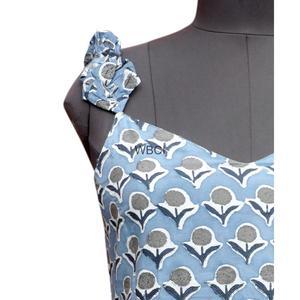 Robe longue d'été pour femme en coton imprimé numérique fait main indien, lavable, style bohème Y2K décontracté, sans manches, taille naturelle - Product Image 3