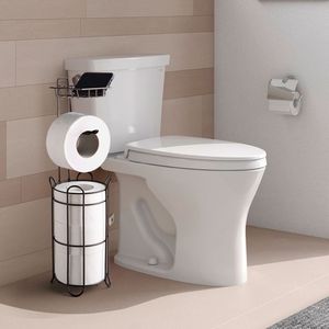 Portarotolo da bagno marrone con comodo ripiano per mega rotoli e telefono - Product Image 1