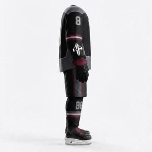 Nouvelle conception d'uniforme complet de hockey sur glace avec impression par transfert thermique, avec gants et chaussures, 100% polyester de qualité supérieure pour hommes - Product Image 4
