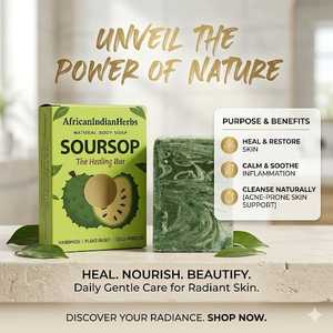 Savon Solide Naturel au Corossol – Soin Herbal pour la Peau – Extrait de Corossol – Nettoyage Doux – Mousse Riche – Texture Lisse – Savon Quotidien pour le Bain - Product Image 2