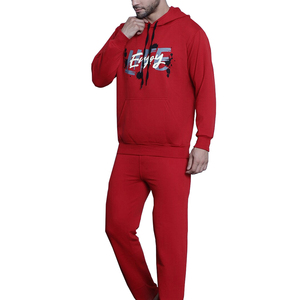 Ensemble de survêtement d'hiver pour homme en polaire imprimé coupe-vent avec sweat à capuche et pantalon de jogging, design oversize deux pièces - Product Image 2