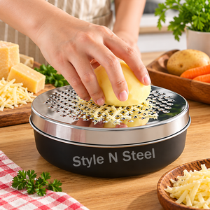 Stainless Steel Box <b>Grater</b> with Storage Container Coarse Fine Shredding Vegetable <b>Cheese</b> <b>Grater</b> Manual Kitchen Tool - Product Image 1