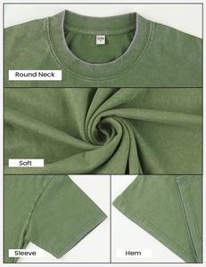 T-shirt en coton surdimensionné pour homme, manches courtes, couleur unie, décontracté, col rond, 100% coton, jersey tricoté lavé - Product Image 4
