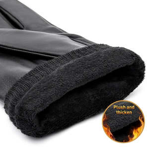 Gants d'hiver chauds en cuir pour hommes, en cuir PU, compatibles avec les écrans tactiles, en polaire épaisse, coupe-vent, thermiques - Product Image 3