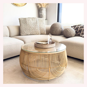 Mesa de Centro Moderna de Mimbre con Tapa Elevable y Ajustable para Uso Multifuncional - Product Image 5