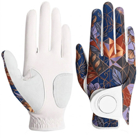 Gant de golf en peau de mouton, imprimé par sublimation, respirant, antidérapant, fermeture auto-agrippante, main droite, pour femmes, sports de plein air