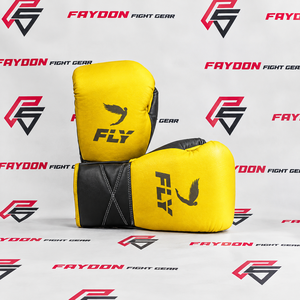 Fly New latest Design Printed <b>Laced</b> Up Genuine Cowhide Leather Adult Training Gear Breathable Boxing <b>Green</b> White Boxing Gloves - Product Image 2