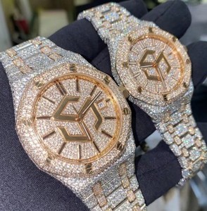 Luxury Iced Out Moissanite Diamond Hip Hop Quartz <b>Watch</b> Men Polygon Analog Wristwatch - Product Image 2