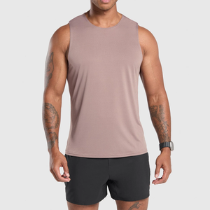 Débardeur sans manches noir pour homme, col rond, couleur unie, respirant, tricoté, sportif, en polyester, vêtement décontracté - Product Image 2