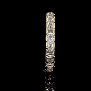 <b>Vintage</b> IGI Certified 1.5 CT Asscher Cut Lab Grown Diamond Bezel Eternity Band <b>Ring</b> 18K Yellow <b>Gold</b> Fine Jewelry Wedding <b>Ring</b> - Product Image 4