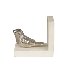 Latest design cast Aluminium bird bookends white marble base nickel plated vintage style decorative bird bookend bookshelf - Product Image 2