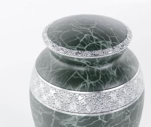 Metal Cremation Urn <b>Ashes</b> Memorial Urn Crackled Gray Tabletop <b>Keepsake</b> Vase Custom Engraved <b>for</b> Funeral Use - Product Image 2