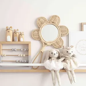 Espejo Decorativo de Mimbre con Forma de Flor Estilo Bohemio, Arte de Pared para Dormitorio Infantil, Espejo de Mano Tejido a Mano Ecológico - Product Image 2