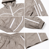 Ensemble short et veste coupe-vent légère en nylon pour homme, personnalisable, avec capuche et fermeture éclair, style streetwear décontracté, color block, pour l'été