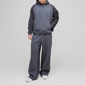 Ensemble de survêtement 2 pièces zippé en polaire légère d'hiver, grande taille, couleur unie, haute qualité, avec logo personnalisé, prix de gros - Product Image 4