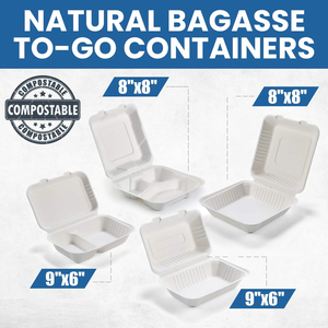 Contenants alimentaires à emporter en bagasse, biodégradables, sans BPA, écologiques, robustes, étanches, compostables - Product Image 2