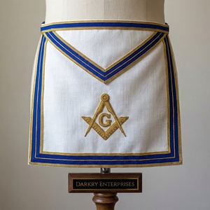 High Quality Gold Bullion Wire Hand Embroidery Royal <b>Blue</b> Velvet Masonic Apron for Lodge Officers Custom Regalia - Product Image 5