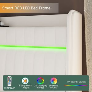 Letto Matrimoniale con Luci LED, Testiera Imbottita in Velluto con Ricarica USB e 4 Cassetti, Letto Imbottito con Piattaforma e Illuminazione LED - Product Image 5